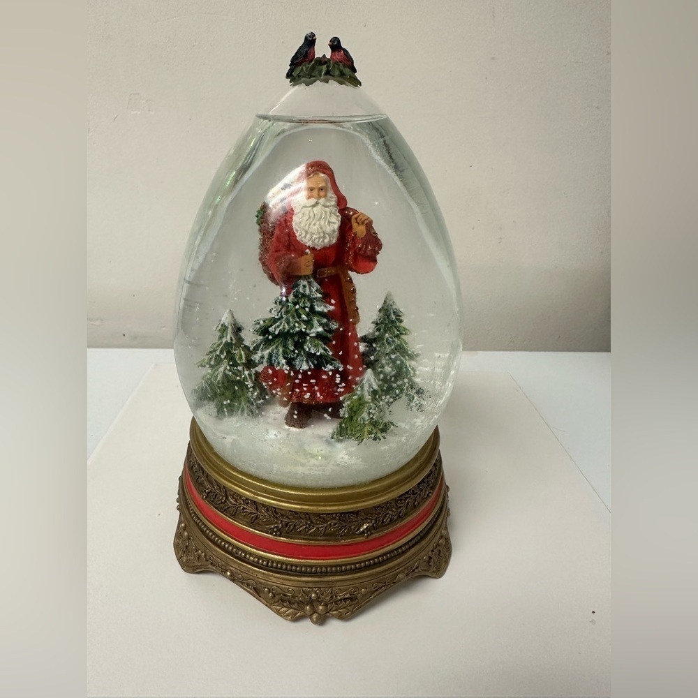 Hallmark Father Christmas Musical Snow Globe Deck The Halls Santa Claus 9”